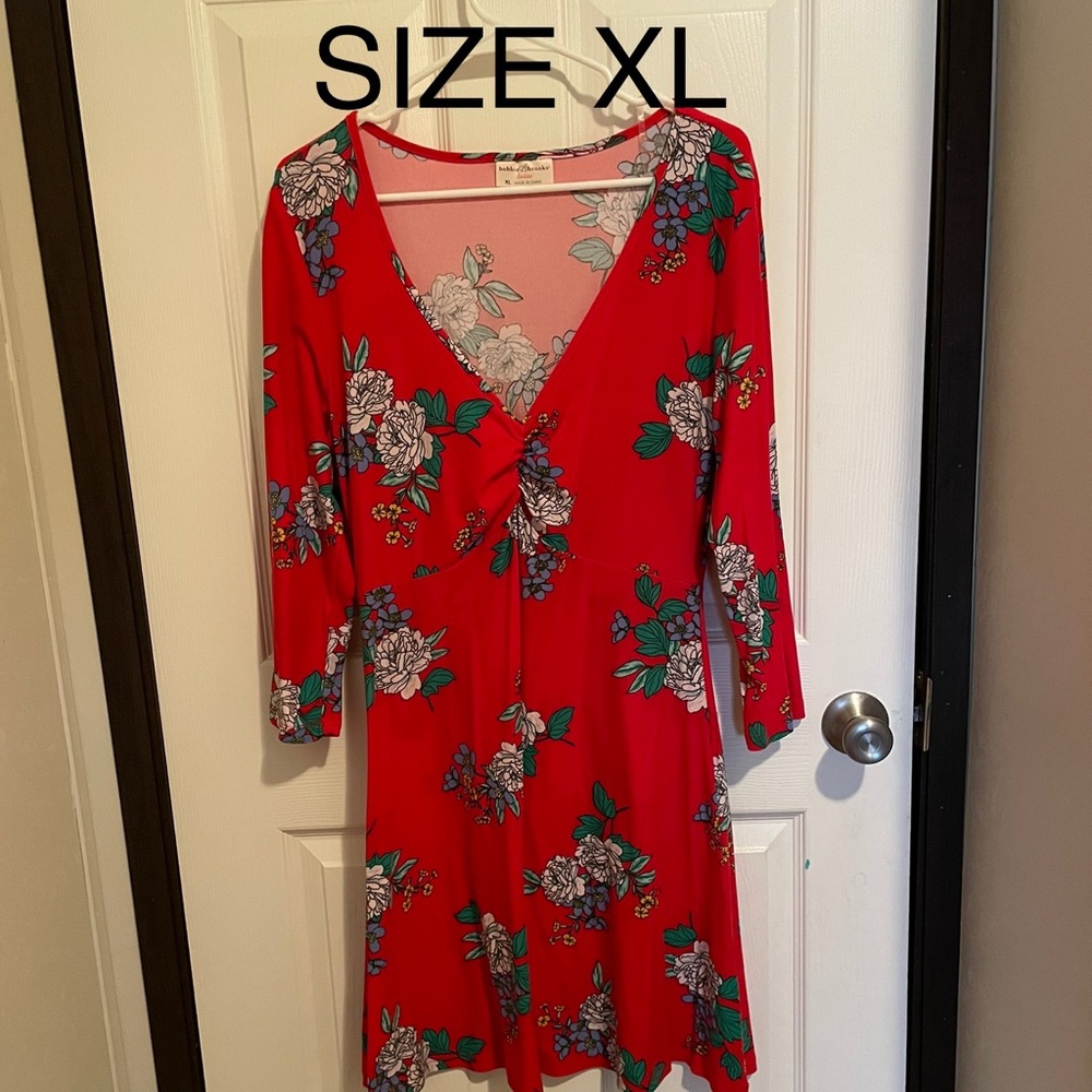 Bobbie Brooks RED Floral Dress Size XL  NEW